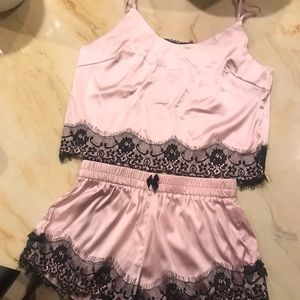 Light pink satin pajama set